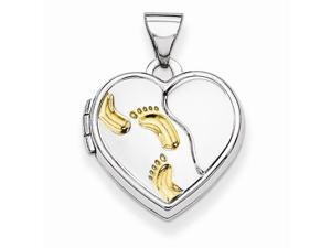 Heart Footprint Locket in Yellow Gold Plated Sterling Silver - Glossy Finish Heart Footprint Locket in Yellow Gold Plated Sterling Silver - Glossy Finish