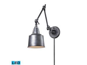 Elk Insulator Glass 1 Light Swingarm Sconce in Weathered Zinc - 66825-1-LED Elk Insulator Glass 1 Light Swingarm Sconce in Weathered Zinc - 66825-1-LED