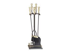 Minuteman International X820947 Antique Brass Plated and Black 4-Tool Fire set Minuteman International X820947 Antique Brass Plated and Black 4-Tool Fire set