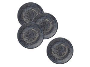 Set of 4 Merritt Melamine Glazed Blue Swirl Round Round Dinner Plate 11" Set of 4 Merritt Melamine Glazed Blue Swirl Round Round Dinner Plate 11"
