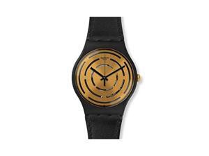 Swatch Unisex Seeing Circles Black Plastic and Leather Watch SUOB126 Swatch Unisex Seeing Circles Black Plastic and Leather Watch SUOB126