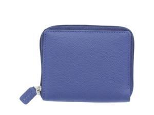 YL Fashion Women's Leather Zip-around Wallet in Blue YL Fashion Women's Leather Zip-around Wallet in Blue