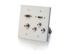 Hdmi, Vga, 3.5Mm, Composite Video And Stereo Audio Pass-Through Wall Plate - Alu Hdmi, Vga, 3.5Mm, Composite Video And Stereo Audio Pass-Through Wall Plate - Alu