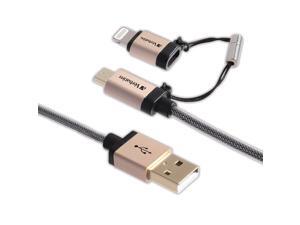 Verbatim Sync & Charge microUSB Cable with Lightning Adapter, 47- Inch Braided Champagne 99218 Verbatim Sync & Charge microUSB Cable with Lightning Adapter, 47- Inch Braided Champagne 99218