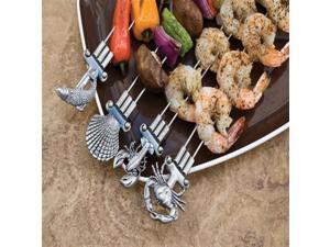Charcoal Companion Double Prong Coastal Grilling Kabob Skewers (Set of 4) - CC5093 Charcoal Companion Double Prong Coastal Grilling Kabob Skewers (Set of 4) - CC5093