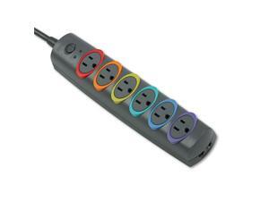 Kensington - SmartSockets Color-Coded Strip Surge Protector, 6 Outlets, 8 ft Cord, 520 Joules 62144 (DMi EA Kensington - SmartSockets Color-Coded Strip Surge Protector, 6 Outlets, 8 ft Cord, 520 Joules 62144 (DMi EA