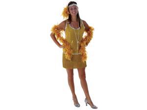 Sequin & Fringe Gold Flapper Costume Sequin & Fringe Gold Flapper Costume