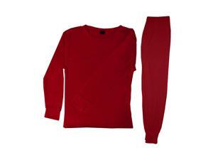Women's Stay Warm 100% Cotton 2 Piece Top And Bottom Thermal Set - Red - S Women's Stay Warm 100% Cotton 2 Piece Top And Bottom Thermal Set - Red - S