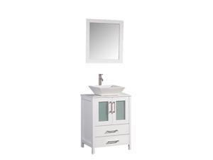 MTD Jordan Solid Oak Sink & Mirror Bathroom Cabinet Vanity Set - White - 24" MTD Jordan Solid Oak Sink & Mirror Bathroom Cabinet Vanity Set - White - 24"