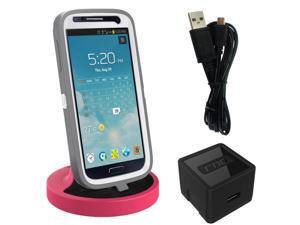 RND Dock for Samsung Galaxy S3 S4 S4 Active S6 S6 Edge S6 Edge Plus S7 S7 Edge with Dock mode cable and 2.1A Charger (compatible without or with most cases including rugged cases) (black/pink) RND Dock for Samsung Galaxy S3 S4 S4 Active S6 S6 Edge S6 Edge Plus S7 S7 Edge with Dock mode cable and 2.1A Charger (compatible without or with most cases including rugged cases) (black/pink)