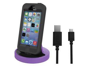 RND Apple Certified Lightning to USB dock for the iPhone (6 / 6 Plus / 6S/ 6S Plus/ 5 / 5S / 5C) or iPod Touch Data Sync and Charge 8-Pin Dock. Compatible with some phone cases. (Black and Purple) RND Apple Certified Lightning to USB dock for the iPhone (6 / 6 Plus / 6S/ 6S Plus/ 5 / 5S / 5C) or iPod Touch Data Sync and Charge 8-Pin Dock. Compatible with some phone cases. (Black and Purple)