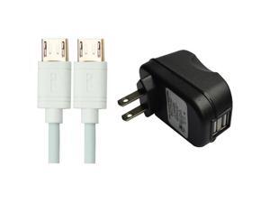 RND 2.4A fast dual USB AC adapter with two micro USB cables (2 USB ports 2 Micro USB cables) -(white) RND 2.4A fast dual USB AC adapter with two micro USB cables (2 USB ports 2 Micro USB cables) -(white)