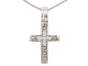 14K White Gold Small Diamond Cross Pendant with 18" Chain 14K White Gold Small Diamond Cross Pendant with 18" Chain
