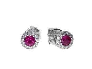 14k White Ruby and Diamond Round Earring 14k White Ruby and Diamond Round Earring