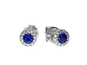 14k White Sapphire and Diamond Round Earring 14k White Sapphire and Diamond Round Earring