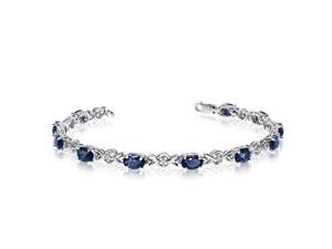 10K White Gold Oval Sapphire and Diamond Bracelet (6 Inch Length) 10K White Gold Oval Sapphire and Diamond Bracelet (6 Inch Length)