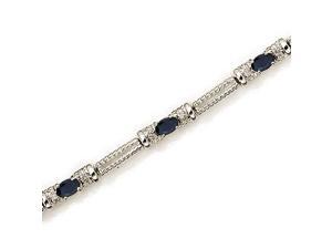 10k White Gold Natural Sapphire And Diamond Tennis Bracelet 10k White Gold Natural Sapphire And Diamond Tennis Bracelet