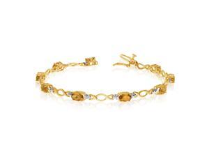 14K Yellow Gold Oval Citrine and Diamond Bracelet (6 Inch Length) 14K Yellow Gold Oval Citrine and Diamond Bracelet (6 Inch Length)