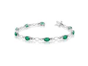 10K White Gold Oval Emerald and Diamond Bracelet (6 Inch Length) 10K White Gold Oval Emerald and Diamond Bracelet (6 Inch Length)