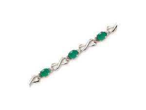 10K White Gold Oval Emerald and Diamond Bracelet (6 Inch Length) 10K White Gold Oval Emerald and Diamond Bracelet (6 Inch Length)