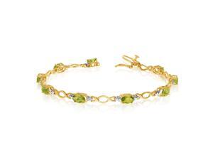 14K Yellow Gold Oval Peridot and Diamond Bracelet (6 Inch Length) 14K Yellow Gold Oval Peridot and Diamond Bracelet (6 Inch Length)