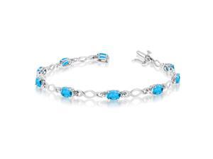 14K White Gold Oval Blue Topaz and Diamond Bracelet (6 Inch Length) 14K White Gold Oval Blue Topaz and Diamond Bracelet (6 Inch Length)