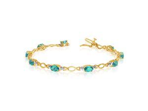 10K Yellow Gold Oval Emerald and Diamond Bracelet (6 Inch Length) 10K Yellow Gold Oval Emerald and Diamond Bracelet (6 Inch Length)