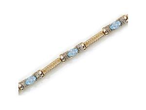 10k Yellow Gold Natural Aquamarine And Diamond Tennis Bracelet 10k Yellow Gold Natural Aquamarine And Diamond Tennis Bracelet