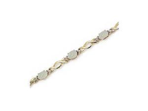 14K Yellow Gold Oval Opal and Diamond Bracelet (6 Inch Length) 14K Yellow Gold Oval Opal and Diamond Bracelet (6 Inch Length)