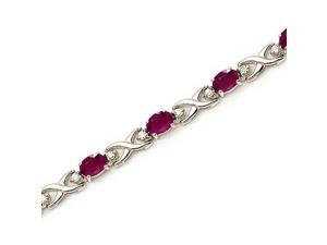 14k White Gold Natural Ruby And Diamond Tennis Bracelet 14k White Gold Natural Ruby And Diamond Tennis Bracelet