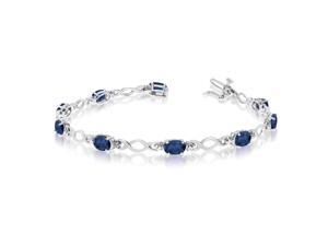 10K White Gold Oval Sapphire and Diamond Bracelet (6 Inch Length) 10K White Gold Oval Sapphire and Diamond Bracelet (6 Inch Length)