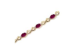 10K Yellow Gold Oval Ruby and Diamond Bracelet (6 Inch Length) 10K Yellow Gold Oval Ruby and Diamond Bracelet (6 Inch Length)