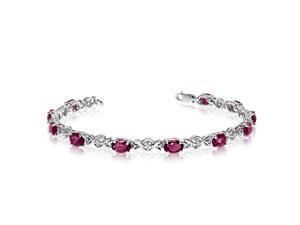 10K White Gold Oval Ruby and Diamond Bracelet (6 Inch Length) 10K White Gold Oval Ruby and Diamond Bracelet (6 Inch Length)