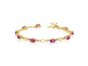 10K Yellow Gold Oval Ruby and Diamond Bracelet (6 Inch Length) 10K Yellow Gold Oval Ruby and Diamond Bracelet (6 Inch Length)
