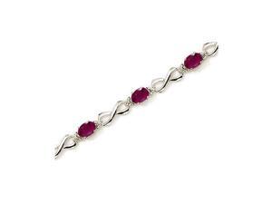 10K White Gold Oval Ruby and Diamond Bracelet (6 Inch Length) 10K White Gold Oval Ruby and Diamond Bracelet (6 Inch Length)