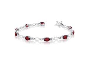 14K White Gold Oval Garnet and Diamond Bracelet (6 Inch Length) 14K White Gold Oval Garnet and Diamond Bracelet (6 Inch Length)