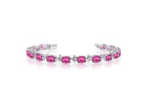 14K White Gold Oval Pink Topaz Tennis Bracelet (6 Inch Length) 14K White Gold Oval Pink Topaz Tennis Bracelet (6 Inch Length)