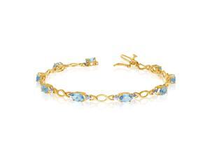 14K Yellow Gold Oval Aquamarine and Diamond Bracelet (6 Inch Length) 14K Yellow Gold Oval Aquamarine and Diamond Bracelet (6 Inch Length)