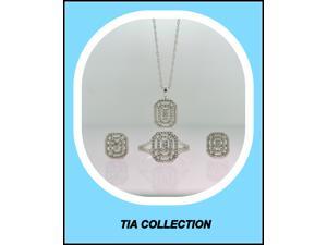 .925 Diamond Necklace,Earring and Ring Set .925 Diamond Necklace,Earring and Ring Set