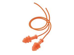 Multiple Use Triple Flange Orange Polyurethane And Foam Corded Earplugs Multiple Use Triple Flange Orange Polyurethane And Foam Corded Earplugs