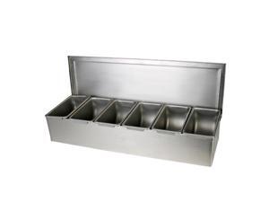 Excellante Stainless Steel 6 Compartments Condiment Holder - Each Excellante Stainless Steel 6 Compartments Condiment Holder - Each