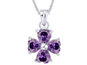 Mabella 2.0 cttw 4-Leaf Lucky Clover 5x5 mm Created Amethyst Pendant Mabella 2.0 cttw 4-Leaf Lucky Clover 5x5 mm Created Amethyst Pendant