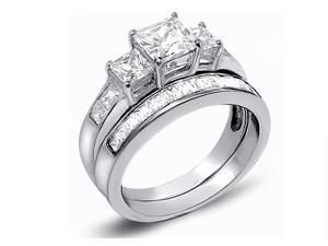 Mabella 3.31Cttw Women's Princess Cut .925 Sterling Silver Wedding Ring Set Mabella 3.31Cttw Women's Princess Cut .925 Sterling Silver Wedding Ring Set