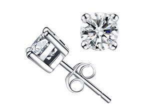 Mabella 1/3 Ct Round Cut Natural Diamond 14k White Gold Stud Earrings Mabella 1/3 Ct Round Cut Natural Diamond 14k White Gold Stud Earrings