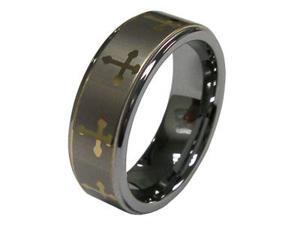 Men Popular Gold Tone Cross Symbol 8mm Tungsten Carbide Ring Men Popular Gold Tone Cross Symbol 8mm Tungsten Carbide Ring