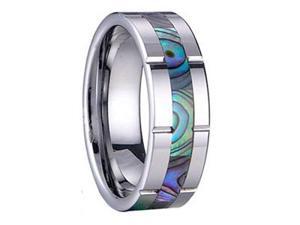 Sea Shell Inlay Tungsten Carbide 8mm Mens Wedding Bands Ring Sea Shell Inlay Tungsten Carbide 8mm Mens Wedding Bands Ring