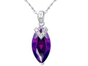 Mabella 7.96 CTW Marquise 20mm x 10mm Created Amethyst Sterling Silver Pendant Necklace Mabella 7.96 CTW Marquise 20mm x 10mm Created Amethyst Sterling Silver Pendant Necklace