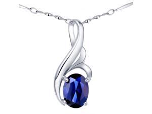 Mabella 0.75 Cttw Oval Cut 7mm*5mm Created Sapphire Pendant Sterling Silver with 18" Chain Mabella 0.75 Cttw Oval Cut 7mm*5mm Created Sapphire Pendant Sterling Silver with 18" Chain
