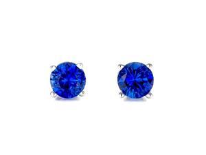 Mabella 1.6 CTTW. Round 6mm Created Blue Sapphire .925 Sterling Silver Stud Earrings Mabella 1.6 CTTW. Round 6mm Created Blue Sapphire .925 Sterling Silver Stud Earrings