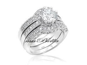 Mabella 3 Pcs Women's Sterling Silver 2.51 Ct Wedding Engagement Rings Band Set Mabella 3 Pcs Women's Sterling Silver 2.51 Ct Wedding Engagement Rings Band Set